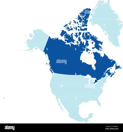 Dark Blue Map Of Canada Inside Light Blue Map Of The North American