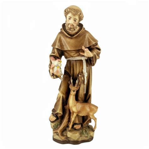 Wooden Statue of St. Francis of Assisi With Animals | Statue, Wooden ...