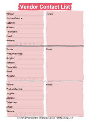 Free Printable Contact List Templates In PDF PNG And Formats InkPx