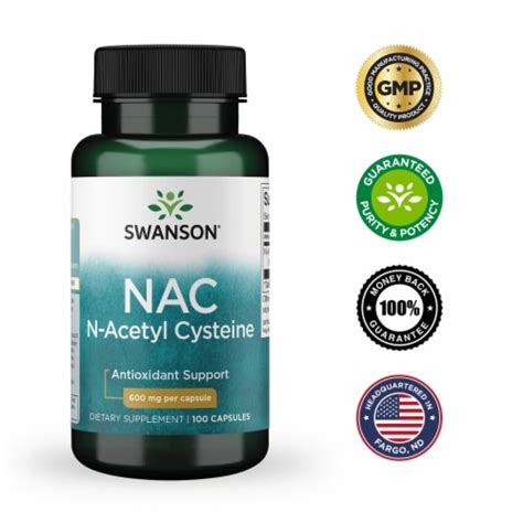 Swanson NAC N Acetyl Cysteine Supplement 600 Mg 100 Capsules 600