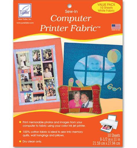 June Tailor Computer Printer Fabric 10pkg Printable Fabric Printing