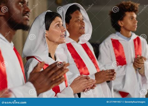 Church Choir Clapping Hands and Singing Stock Image - Image of hope ...