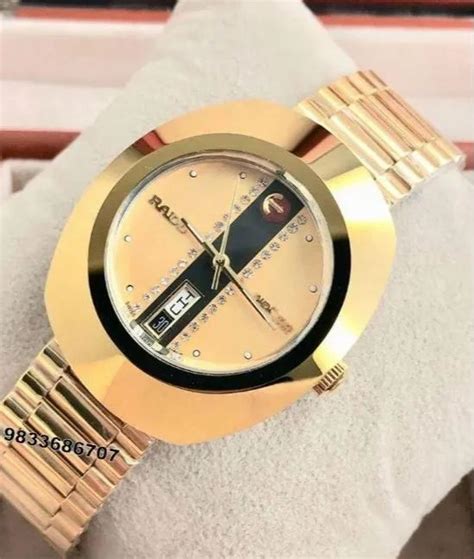 Round Rado Dia Star Full Gold Black Automatic Watch For Personal Use