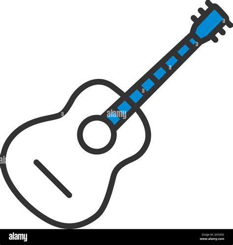 Acoustic Guitar Icon Editable Bold Outline With Color Fill Design