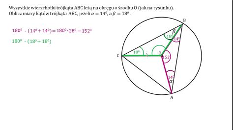 Oblicz miary kątów trójkąta ABC wpisanego w okrąg YouTube