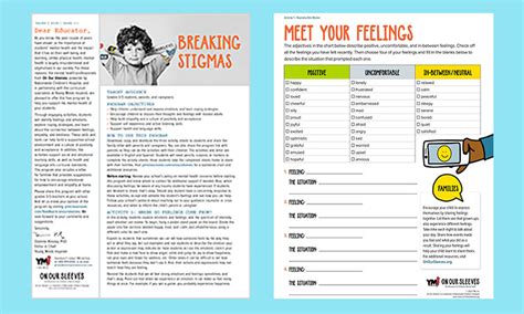 Breaking Stigmas Mental Health Program From On Our Sleeves Lesson Plan