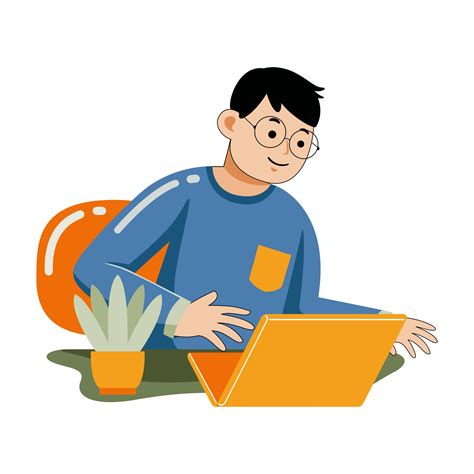 Man Working With Laptop 7714249 Vector Art At Vecteezy