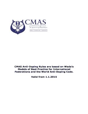 Fillable Online Uwhworlds2016 Co CMAS Anti Doping Rules Are Based On