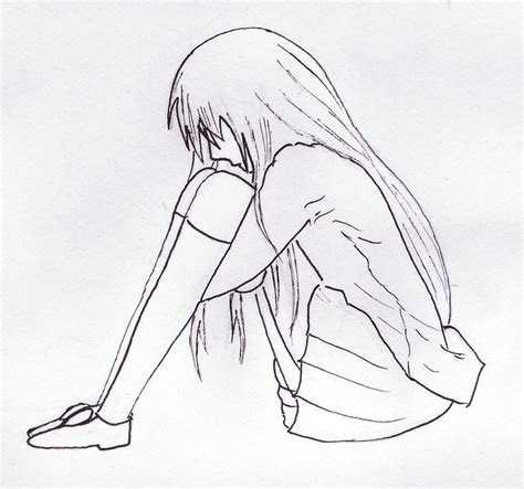 Lonely Girl Drawing at PaintingValley.com | Explore collection of ...