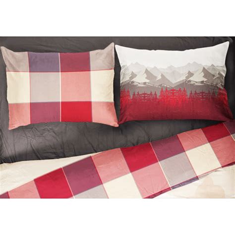 Housse De Couette Mountain Red En Pur Cotton Extra Double Face Mesure