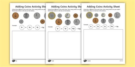 Adding British Coins Worksheet Teaching Resource Twinkl