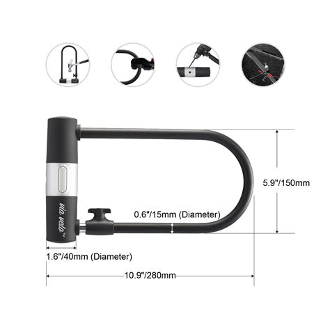 Via Velo Bike U Lock Strong Cable Heavy Duty Bicycle U Lock Shackle