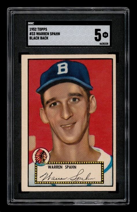 Topps Set Break Warren Spahn Black Back Sgc Ex Ebay