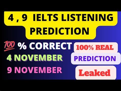 4 November Ielts Listening Prediction 9 November Ielts Listening