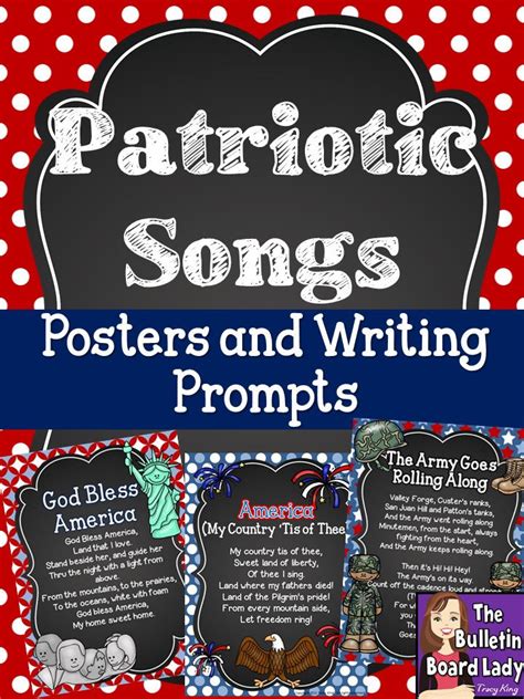 Patriotic Songs Posters and Writing Prompts – The Bulletin Board Lady