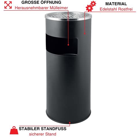 Grafner In Edelstahl Standaschenbecher Mit M Lleimer Liter