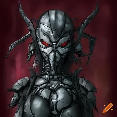 Image Of A Badass Female Cyborg Superhero With Black Steel Armor On Craiyon