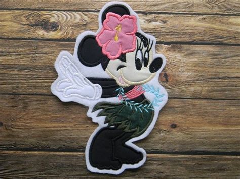 Hula Minnie Mouse Embroidered Applique No Sew Patch Iron