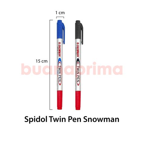 Jual Twin Pen Snowman Spidol Kecil 2 Sisi Hitam Biru Merah Pen Marker