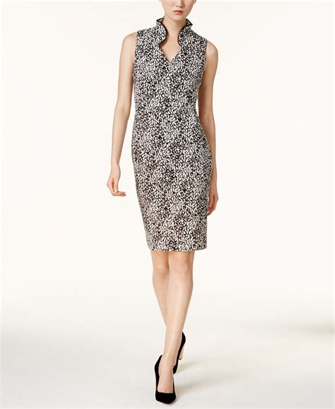 Calvin Klein Ruffled Printed Sheath Dress Macys