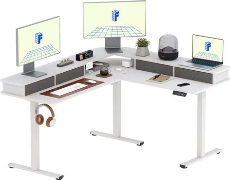 Amazon Fezibo L Shaped Standing Desk With Drawers Electric