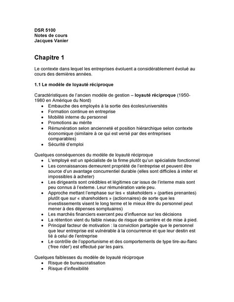 Note De Cours Chapitre 1 DSR 5100 Notes De Cours Jacques Vanier