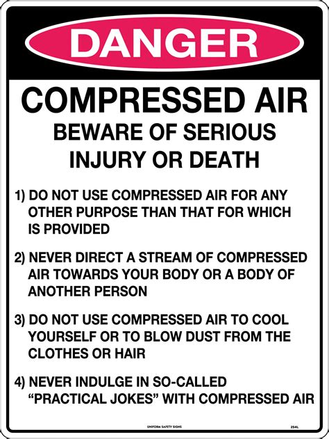 compressed air beware   injury  death  signs