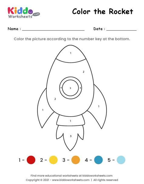 Free Printable Color the Rocket Worksheet - kiddoworksheets | Free ...