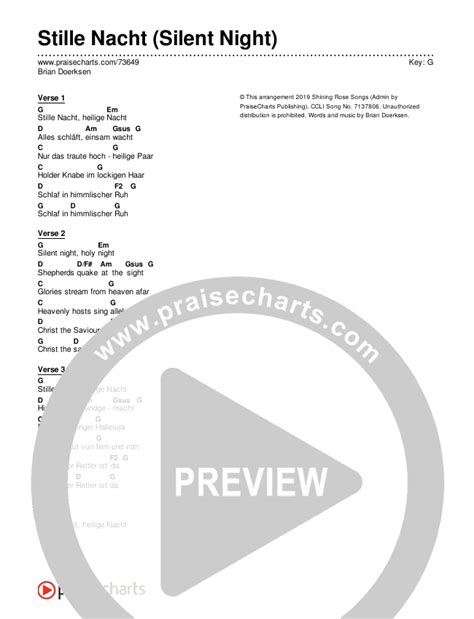 Stille Nacht (Silent Night) Chords PDF (Brian Doerksen) - PraiseCharts