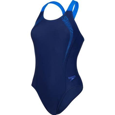 Speedo Sports Logo Medalist Swimsuit Navy Beautiful Blue