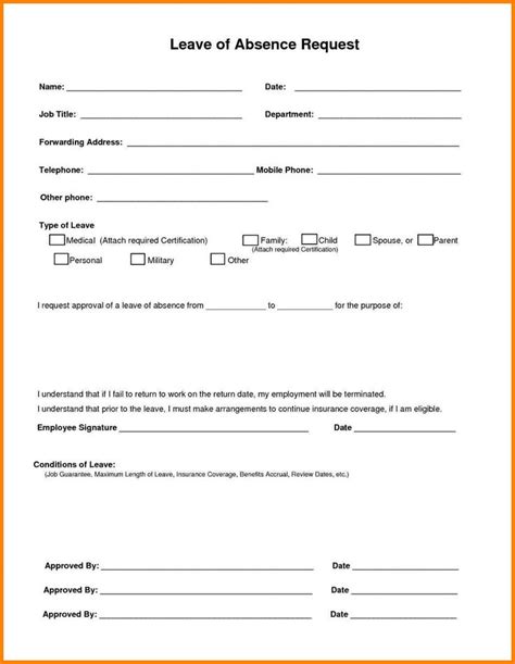 Leave Request Form Template I Understand That I Must Comply With My