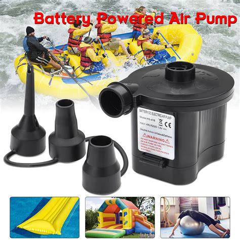 Portable Battery Powered Electric Air Pump Inflator With 3 Nozzles For Camping Air Bed Mattress