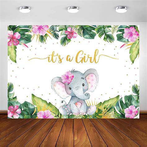 Buy Avezano Tropical Elephant Backdrop For It S A Girl Baby Shower