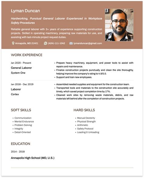 General Labor Resume Guide Example Tips Cakeresume