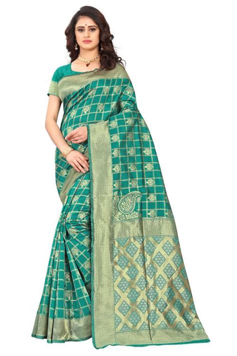 Buy Anjaneya Sarees Green Designer Banarasi Silk Saree Online At Best