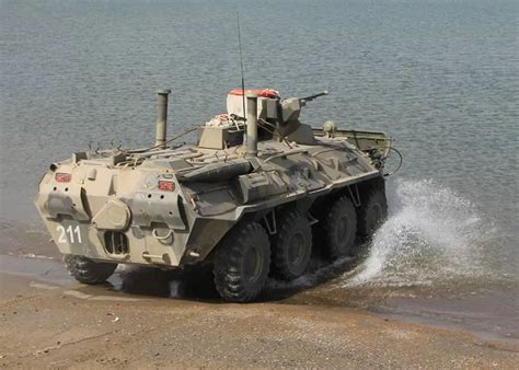 Crews Of BTR 82A APCs Of The Caspian Flotilla Marine Corps Perform