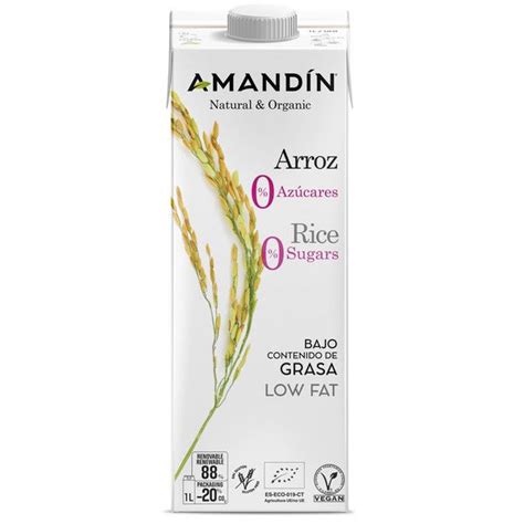 Bebida de Arroz Cero Azúcares Amandin Bio 1L Ecocash