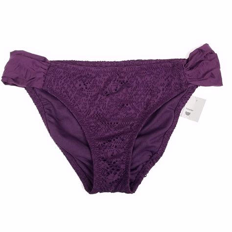 Mossimo Crochet Tabside Hipster Swim Bikini Bottom XL Purple A1P EBay