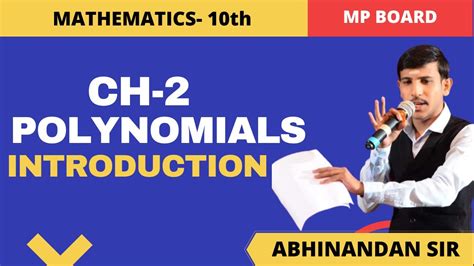 Ch 2 Polynomials Introduction Class 10th Mp Board Abhinandan Sir