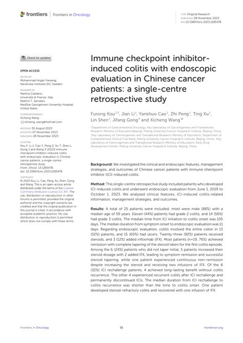 PDF Immune Checkpoint Inhibitor Induced Colitis With Endoscopic