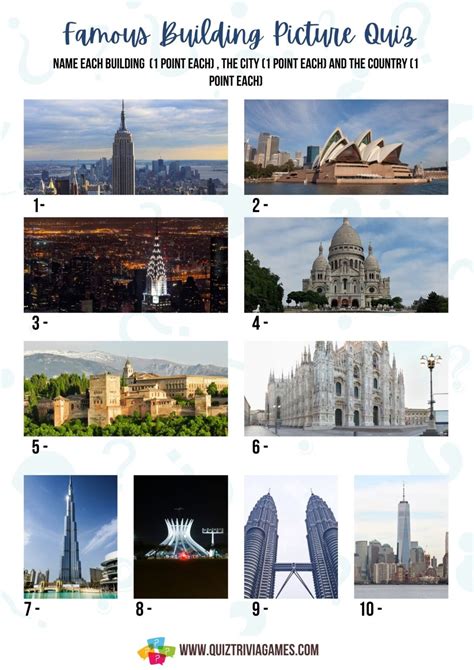 Famous Landmarks Picture Quiz Rounds Free Printable Quiz