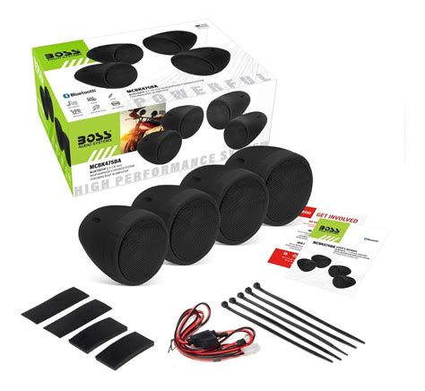 Kit 4 Bocinas Sonido Moto Boss Amplificada Bluetooth Atv 44 Raptor 4x4