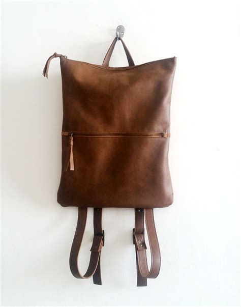 Leather Backpack Brown Leather Laptop Bag Unisex Bag - Etsy