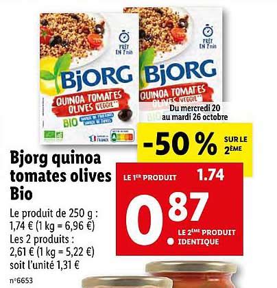 Promo Bjorg Quinoa Tomates Olives Bio Chez Lidl ICatalogue Fr