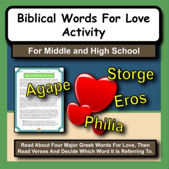 Biblical Greek Words for Love Activity for Bible Class (Agape, Philia, etc.)