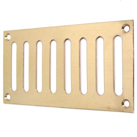 Plain Slotted Air Vent Cover 6 X 3 Polished Brass Unlacquered Broughtons Lighting And Ironmongery