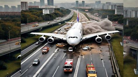 Air Plane A Land Hard Emergency On High Way Flight Simulator