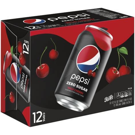 Pepsi Zero Sugar Wild Cherry Soda 12 Count, 12 cans / 12 fl oz - Kroger