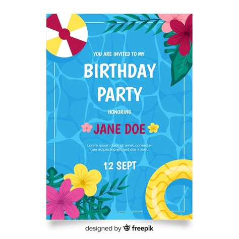 Plantilla De Invitación De Cumpleaños Floral Vector Gratis