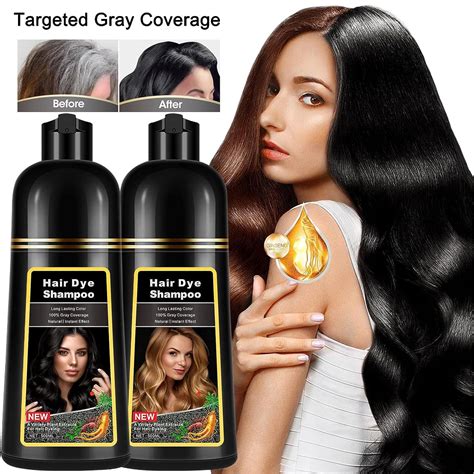 Black Hair Dye Shampoo For Women Easy Hair Color Shampoo For Men 100 Gray Coverage Herbal